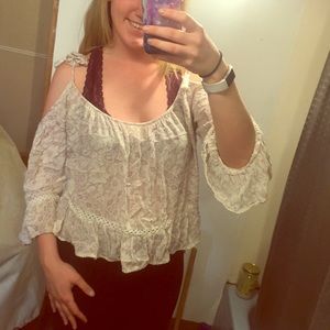 Pastel Lavender Floral Cold Shoulder Top